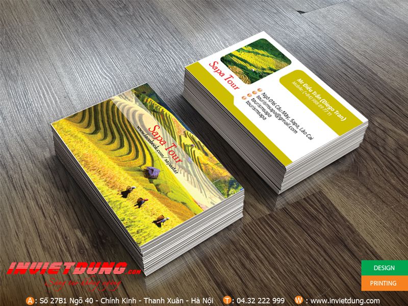 Mẫu in card visit đẹp quảng cáo du lịch tour Sapa